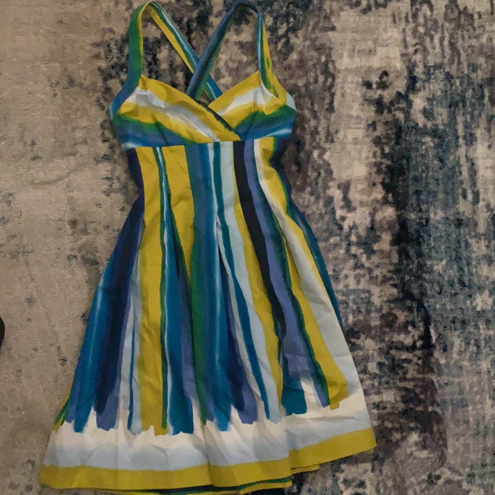 Calvin Klein Pleated Watercolor Stripe Dress- new with tags!